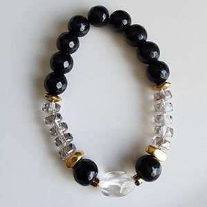 Elegant Black and Gold Beaded Bracelet
